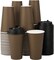 100 Pack 16 oz Disposable Paper Coffee Cups with Lids for Coffee, Water, Juice, or Tea, Brown Hot Paper Cups for Home, Restaurant, Store, and Cafe